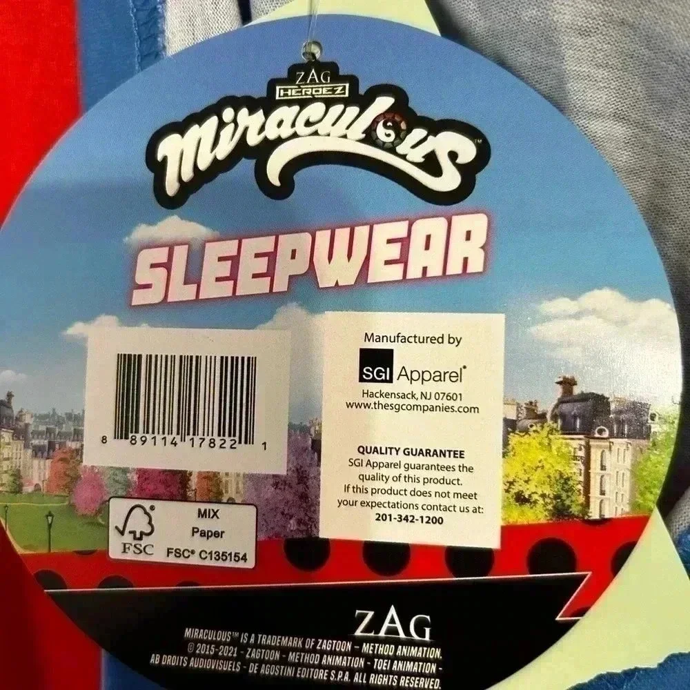 Miraculous Ladybug Zag Heroez Hooded Suit Red Blue Short Sleeve 4/5 Kids‎ PJs